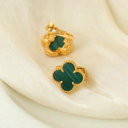 ¡®Glow Jewelry¡¯CLOVER MEDIUM 1 MOTIFS MALACHITE  EARRINGS