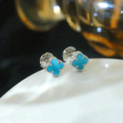 ¡®Glow Jewelry¡¯CLOVER MINI 9.5MM ONYX STUD EARRINGS SILVER