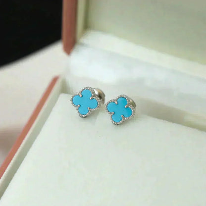 ¡®Glow Jewelry¡¯CLOVER MINI 9.5MM ONYX STUD EARRINGS SILVER