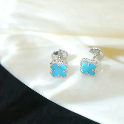 ¡®Glow Jewelry¡¯CLOVER MINI 9.5MM ONYX STUD EARRINGS SILVER