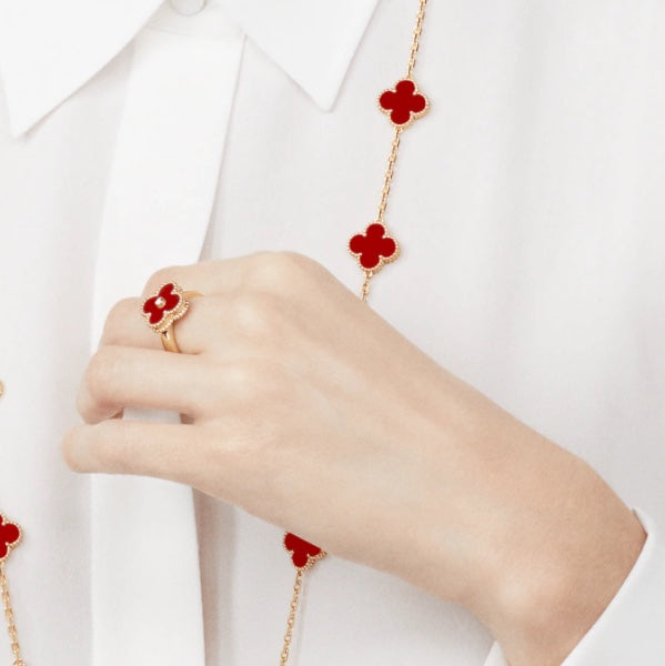 [Glow Jewelry]CLOVER CARNELIAN RING ROSE GOLD DIAMOND