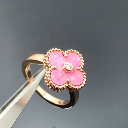 [Glow Jewelry]CLOVER RHODONITE ROSE GOLD RING