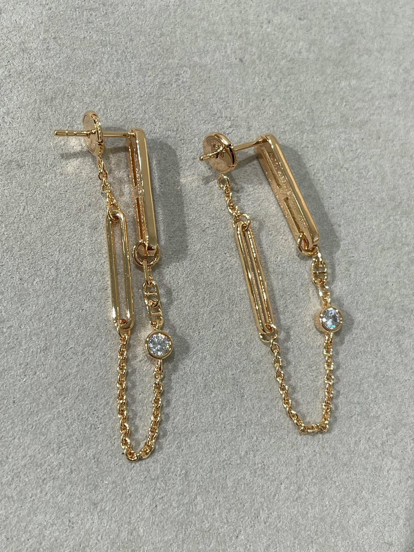 [Glow Jewelry]CHAINE CHAOS DIAMOND DROP EARRINGS