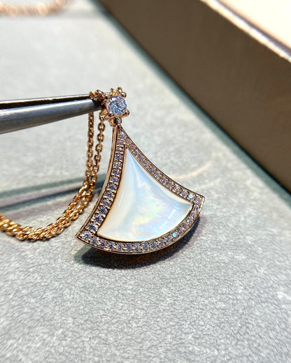 [Glow Jewelry]DREAM MOP DIAMOND PAVED PINK GOLD NECKLACE