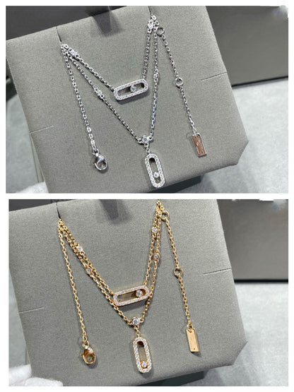 [Glow Jewelry]MOVE 2 ROW DIAMOND NECKLACE