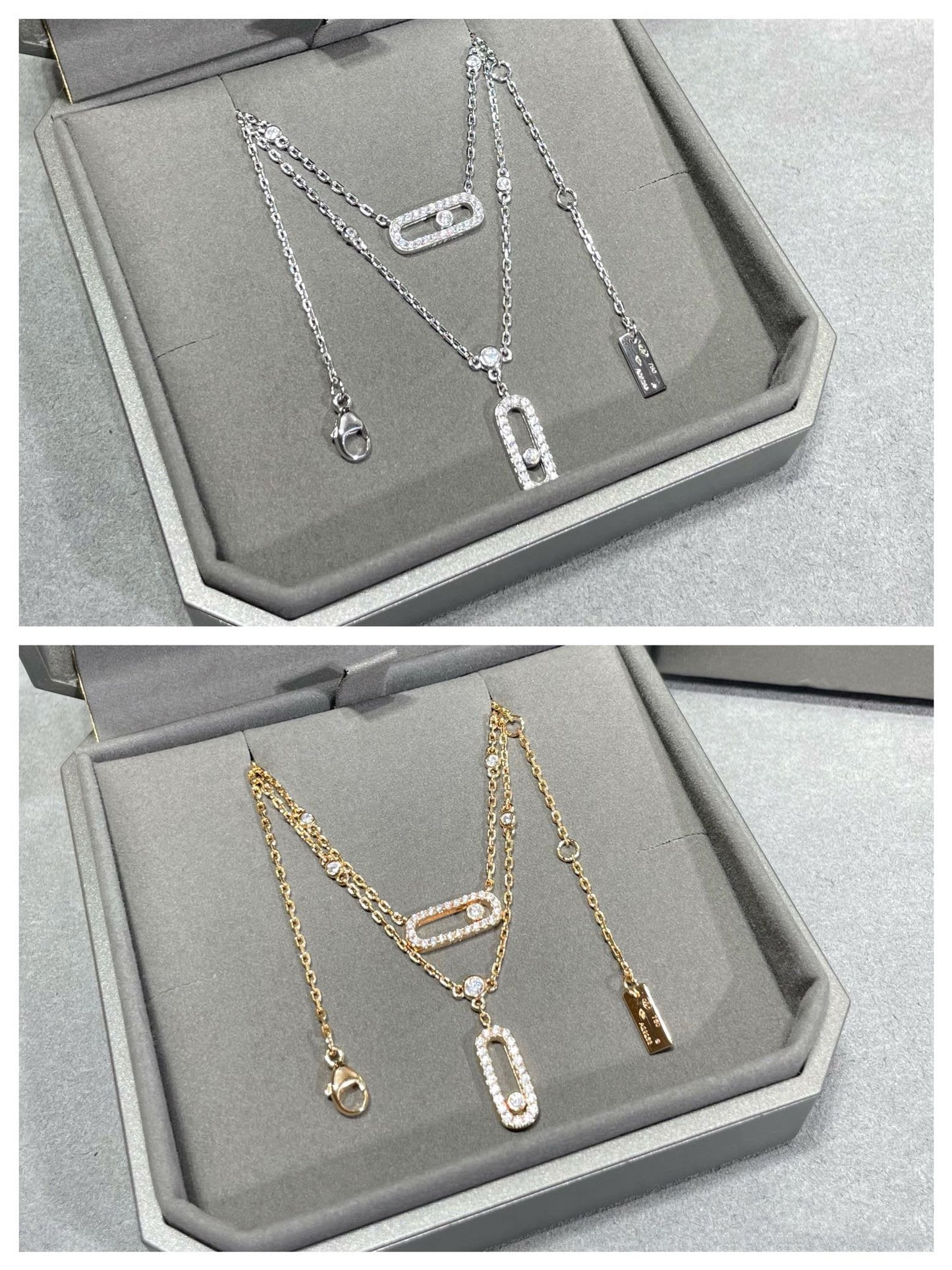 [Glow Jewelry]MOVE 2 ROW DIAMOND NECKLACE