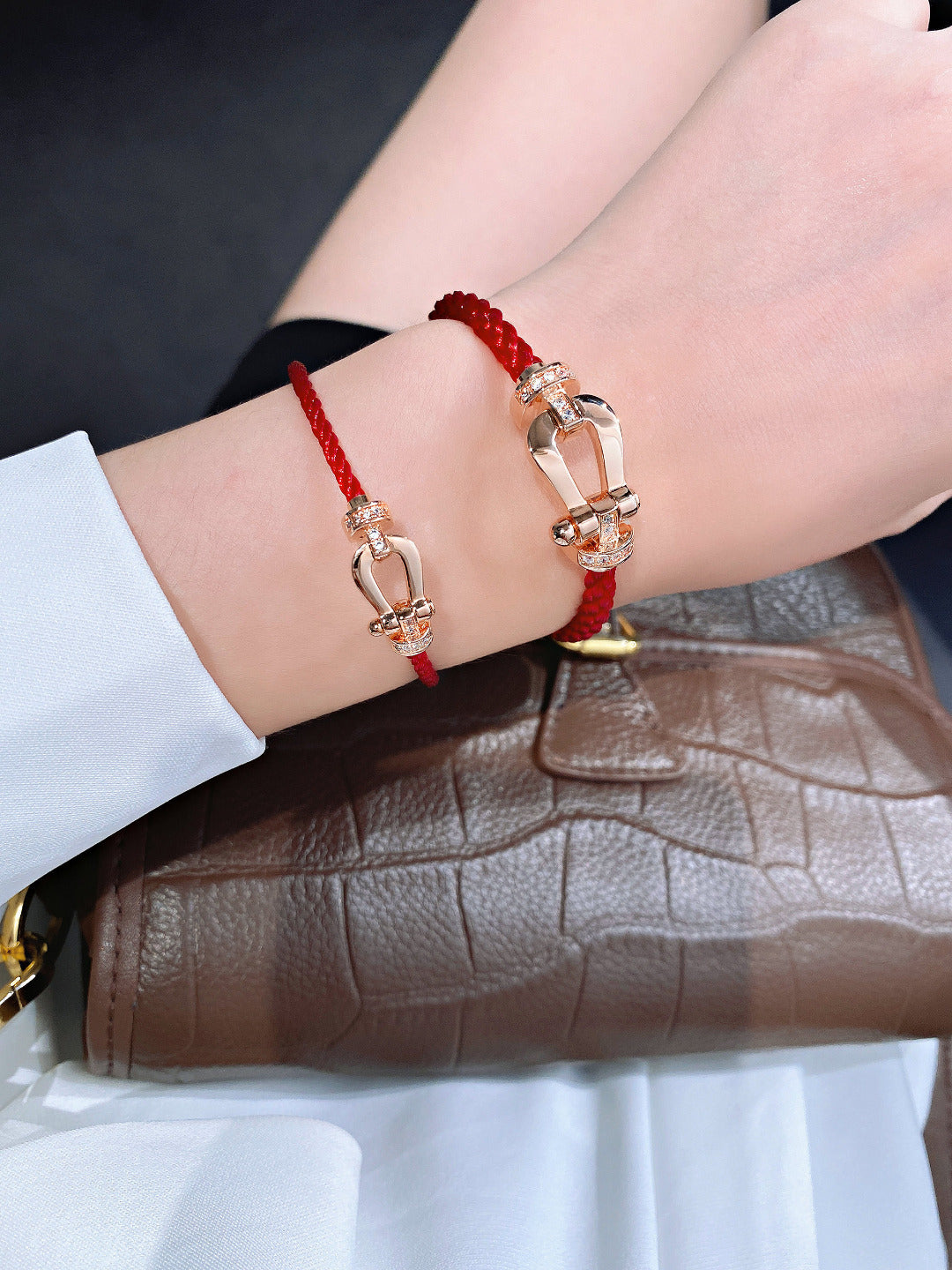 [Glow Jewelry]FORCE 10 HALF DIAMOND PINK GOLD RED CORDERI LARGE AND MEDIUM MODEL
