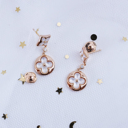 [Glow Jewelry]STAR AND SUN PINK GOLD MOP DROP EARRINGS