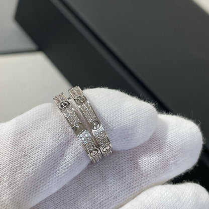 [Glow Jewelry]LOVE DIAMOND SILVER HOOP EARRINGS