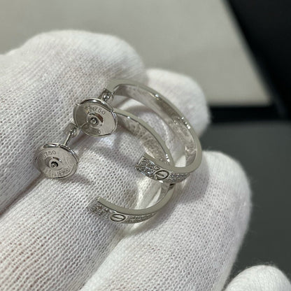 [Glow Jewelry]LOVE DIAMOND SILVER HOOP EARRINGS