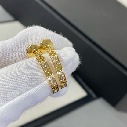[Glow Jewelry]LOVE DIAMOND GOLD HOOP EARRINGS
