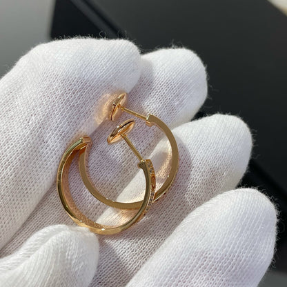 [Glow Jewelry]LOVE DIAMOND PINK GOLD HOOP EARRINGS