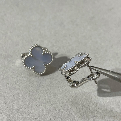 ¡®Glow Jewelry¡¯CLOVER CHALCEDONY SILVER STUD EARRINGS
