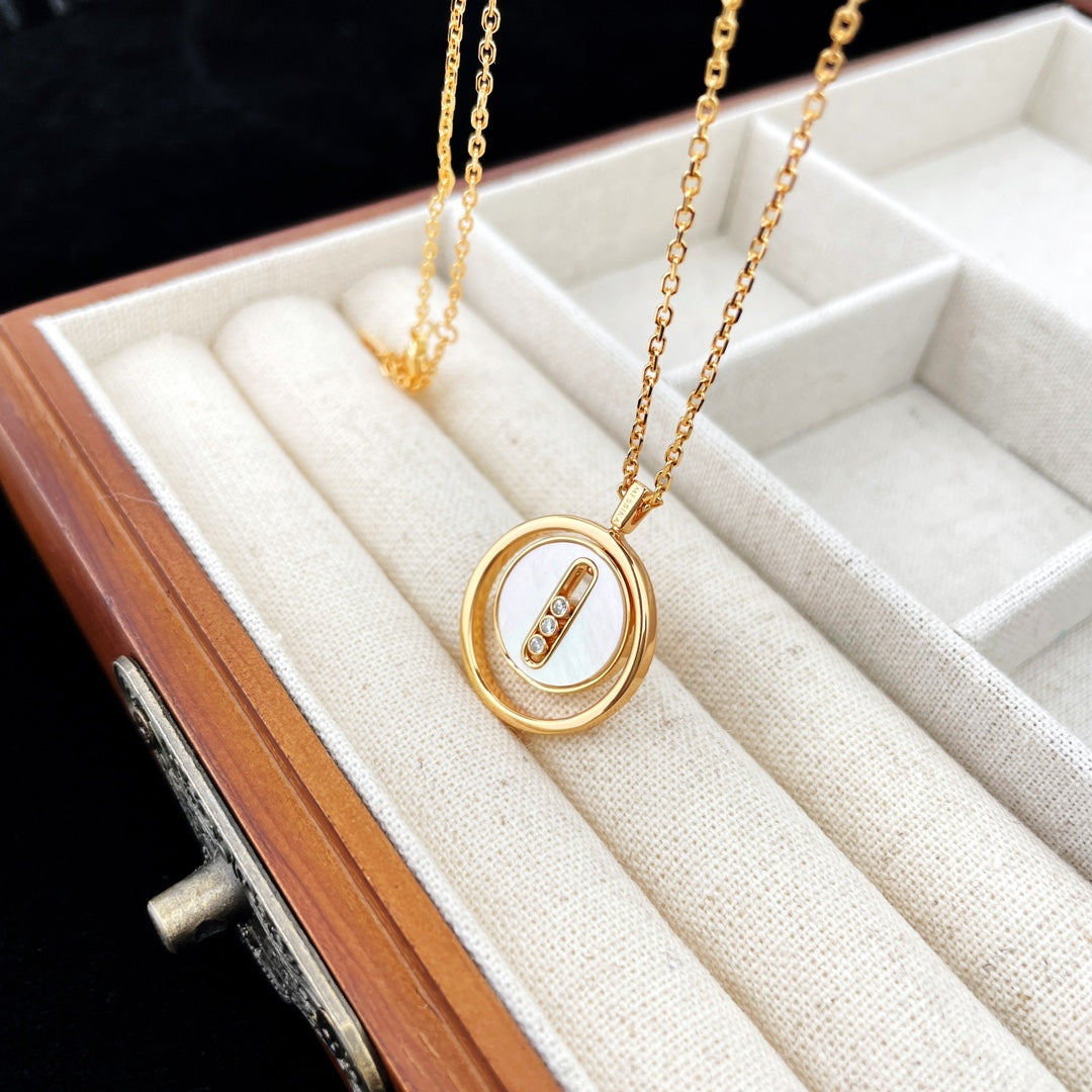 [Glow Jewelry]LUCKY MOVE MOP PINK GOLD NECKLACE