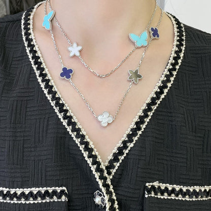 ¡®Glow Jewelry¡¯LUCKY CLOVER SILVER 11 MOTIF NECKLACE