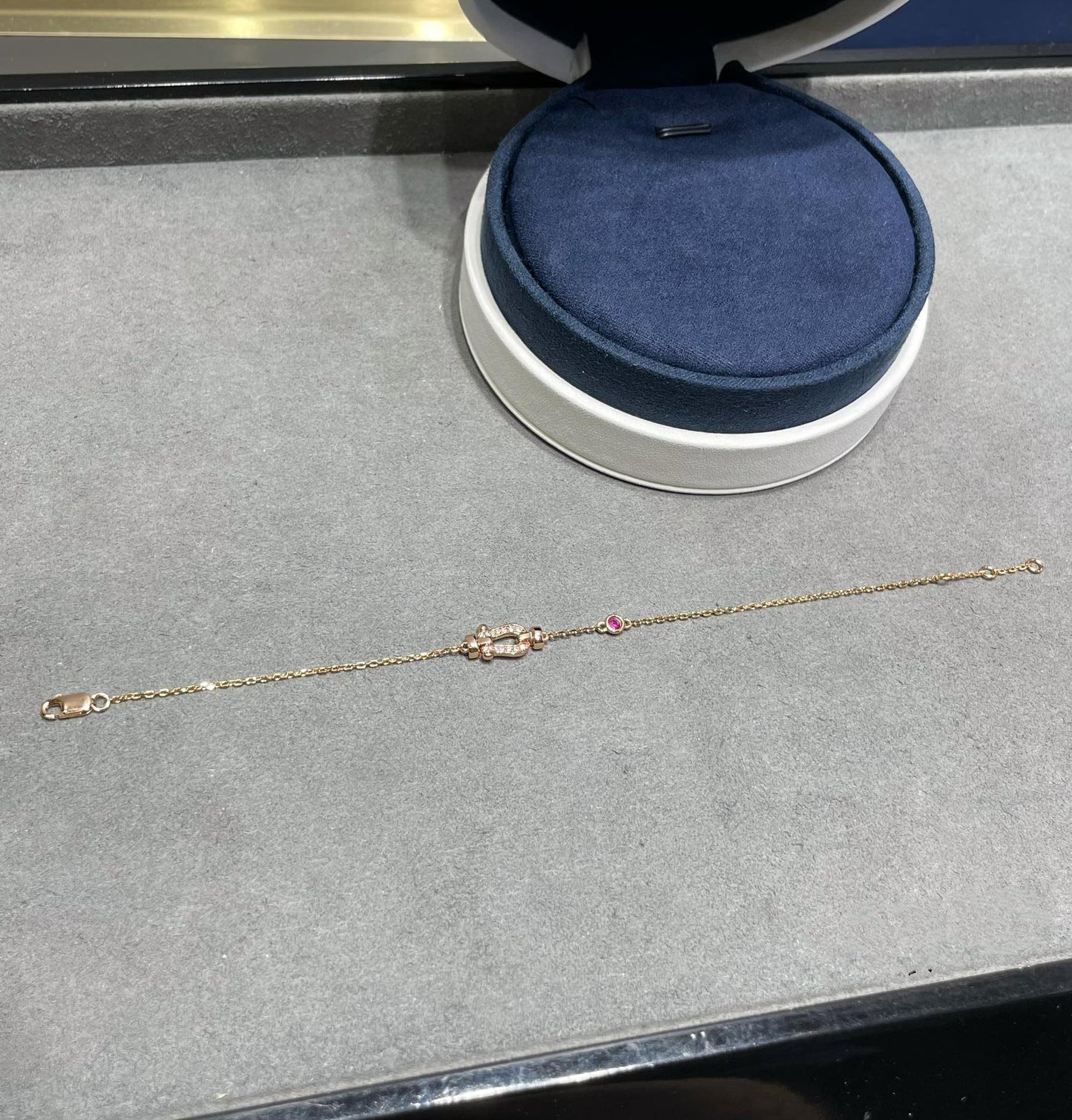 [Glow Jewelry]FORCE 10 DIAMOND CHAIN LINK PINK GOLD BRACELET