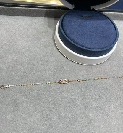 [Glow Jewelry]FORCE 10 DIAMOND CHAIN LINK PINK GOLD BRACELET
