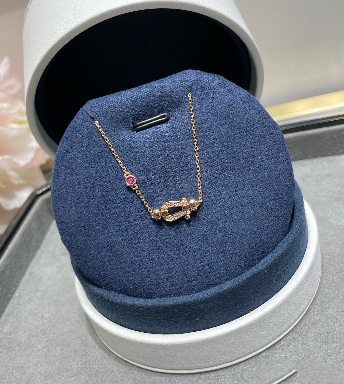 [Glow Jewelry]FORCE 10 DIAMOND CHAIN LINK PINK GOLD BRACELET