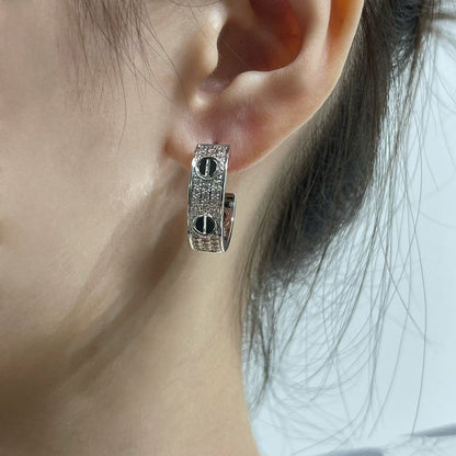 ¡®Glow Jewelry¡¯LOVE CERAMIC DIAMOND PAVED SILVER EARRINGS