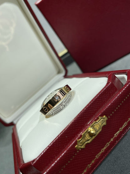 ¡®Glow Jewelry¡¯LOVE PINK GOLD SILVER DIAMOND DOUBLE RING