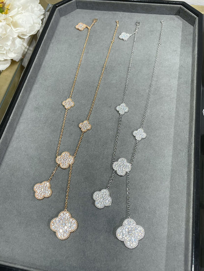 ¡®Glow Jewelry¡¯CLOVER 6 MOTIF DIAMOND PAVED NECKLACE