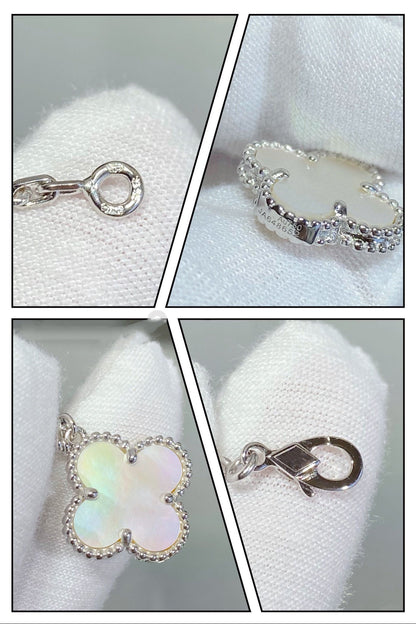 [Glow Jewelry]CLOVER 5 MOTIF WHITE MOP SILVER BRACELET