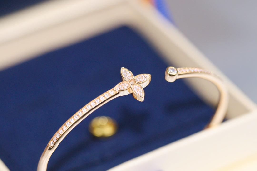 [Glow Jewelry]IDYLLE PINK GOLD OPEN BRACELET DIAMOND PAVED