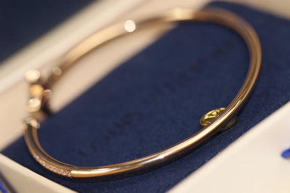 [Glow Jewelry]IDYLLE PINK GOLD OPEN BRACELET DIAMOND PAVED