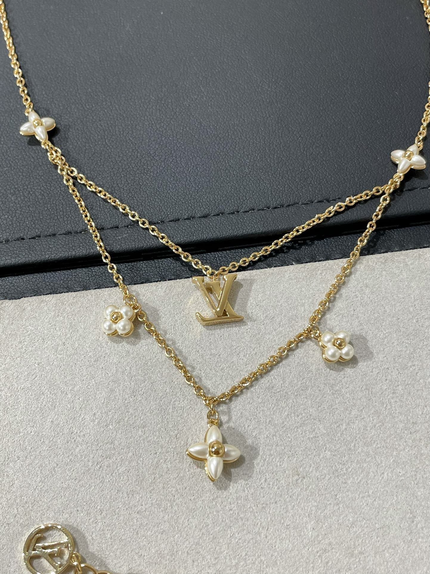 [Glow Jewelry]FLOWERGRAM GOLD MOP DOUBLE ROW NECKLACE