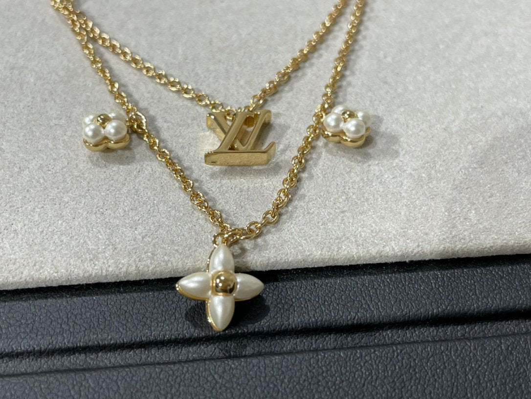 [Glow Jewelry]FLOWERGRAM GOLD MOP DOUBLE ROW NECKLACE