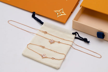 [Glow Jewelry]STAR PINK MOP 1 DIAMOND PINK GOLD NECKLACE