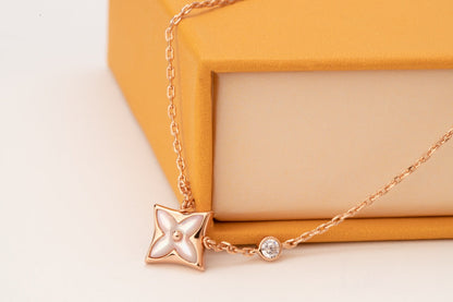 [Glow Jewelry]STAR PINK MOP 1 DIAMOND PINK GOLD NECKLACE