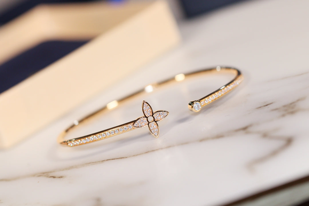 [Glow Jewelry]IDYLLE GOLD OPEN BRACELET DIAMOND PAVED