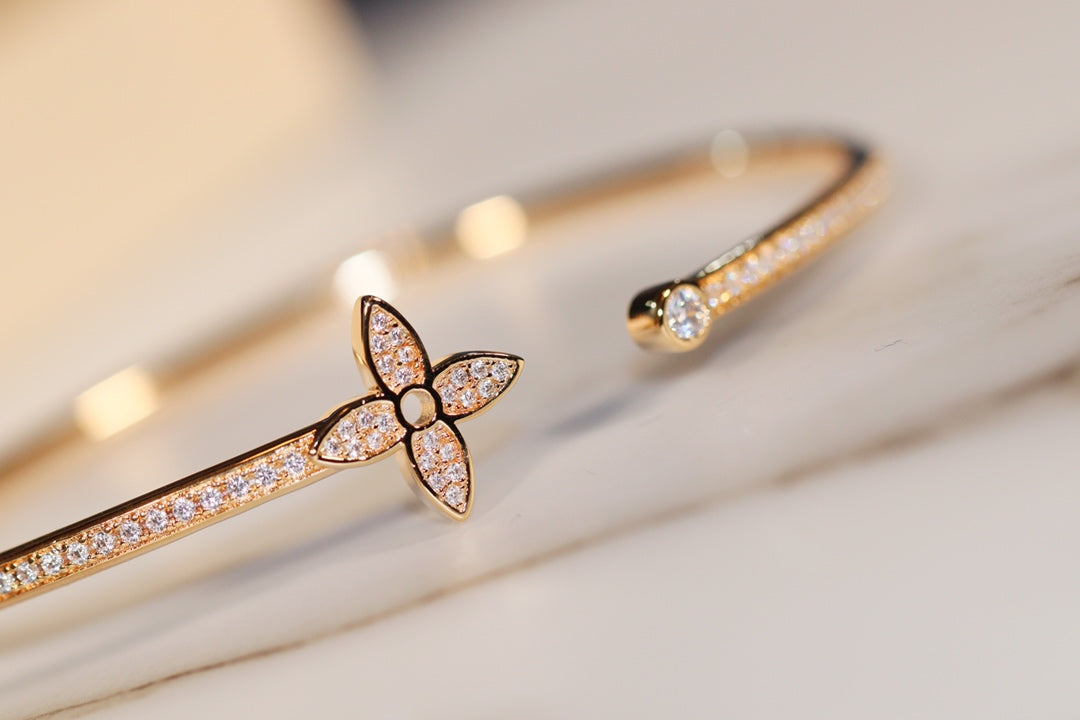 [Glow Jewelry]IDYLLE GOLD OPEN BRACELET DIAMOND PAVED