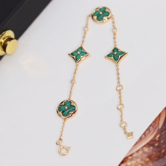 ¡®Glow Jewelry¡¯STAR AND SUN 4 MOTIF PINK GOLD MALACHITE BRACELET