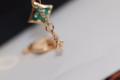 [Glow Jewelry]STAR AND SUN 4 MOTIF PINK GOLD MALACHITE BRACELET