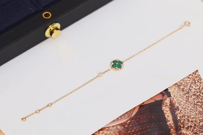 [Glow Jewelry]STAR AND SUN 4 MOTIF PINK GOLD MALACHITE BRACELET