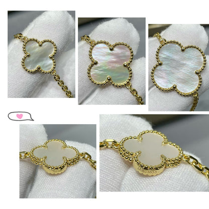 ¡®Glow Jewelry¡¯CLOVER 16 MOTIF WHITE MOP GOLD NECKLACE
