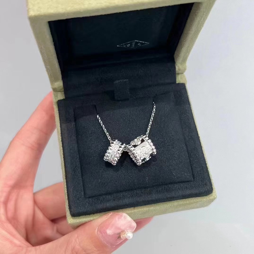 ¡®Glow Jewelry¡¯PERLEE DOUBLE PENDANT SILVER DIAMOND NECKLACE