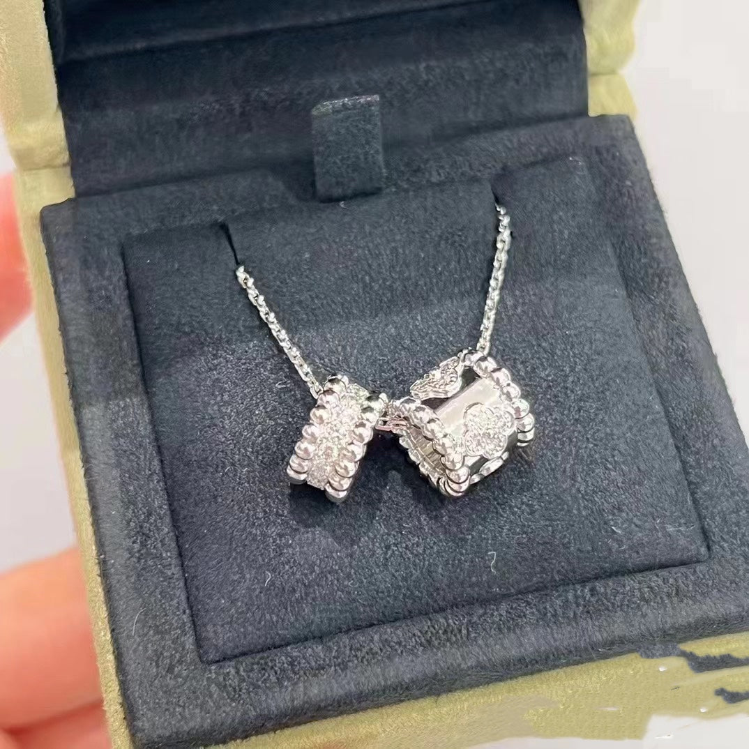 ¡®Glow Jewelry¡¯PERLEE DOUBLE PENDANT SILVER DIAMOND NECKLACE