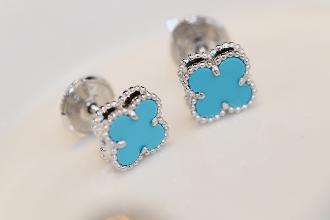 ¡®Glow Jewelry¡¯CLOVER MINI TURQUOISE SILVER STUD EARRINGS