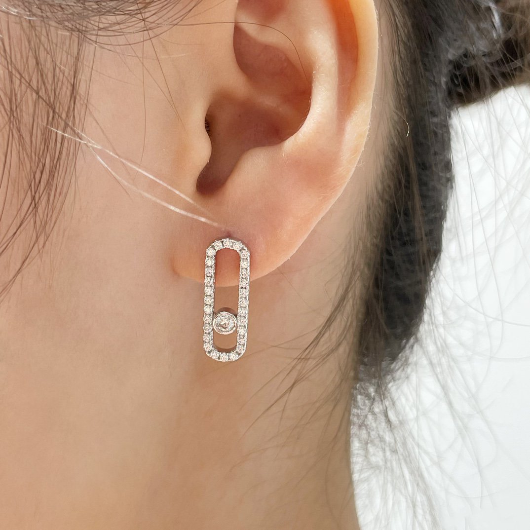 [Glow Jewelry]MOVE UNO STUD DIAMOND PAVED EARRINGS