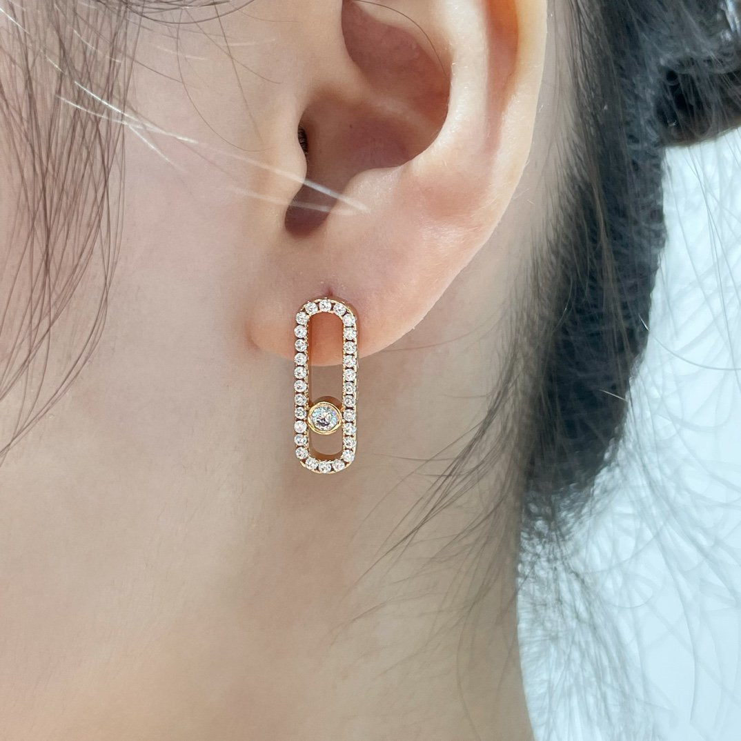 [Glow Jewelry]MOVE UNO STUD DIAMOND PAVED EARRINGS