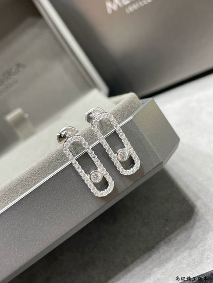 [Glow Jewelry]MOVE UNO STUD DIAMOND PAVED EARRINGS