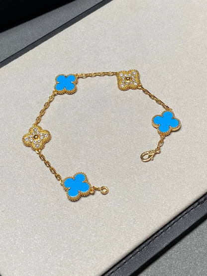 [Glow Jewelry]New CLOVER 5 MOTIF BLUE AGATE BRACELET COLLECTION
