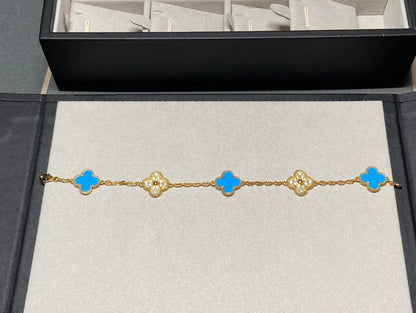 [Glow Jewelry]New CLOVER 5 MOTIF BLUE AGATE BRACELET COLLECTION