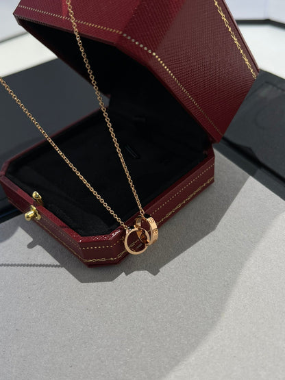 ¡®Glow Jewelry¡¯LOVE NECKLACE DOUBLE RING PINK GOLD