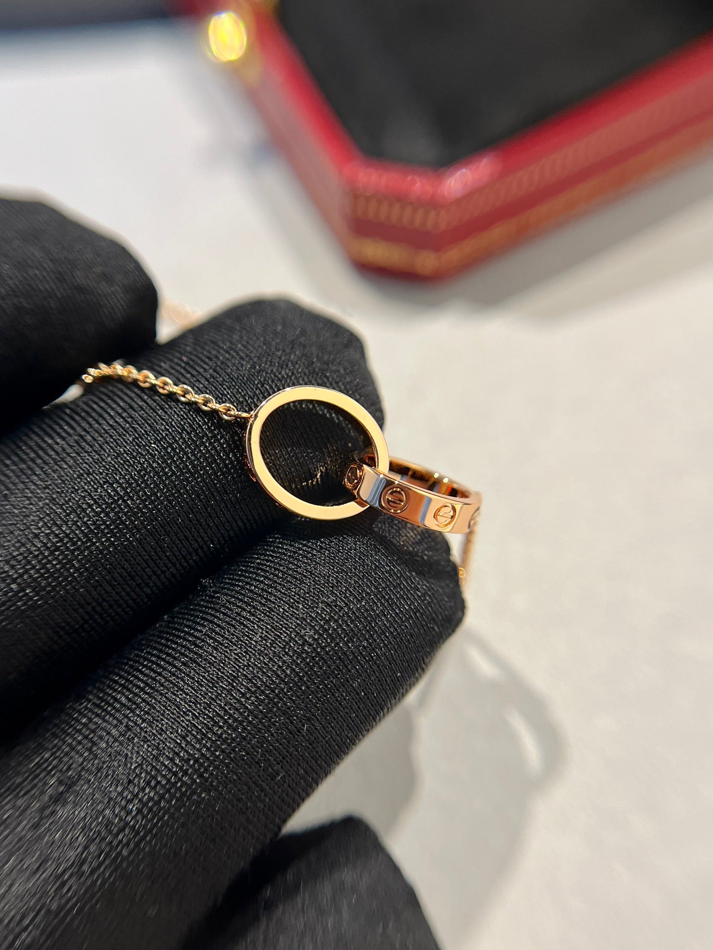 [Glow Jewelry]LOVE NECKLACE DOUBLE RING PINK GOLD