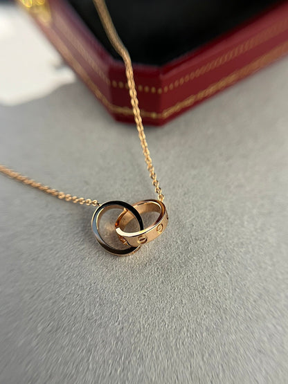[Glow Jewelry]LOVE NECKLACE DOUBLE RING PINK GOLD