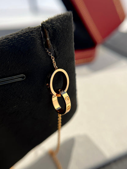 [Glow Jewelry]LOVE NECKLACE DOUBLE RING PINK GOLD